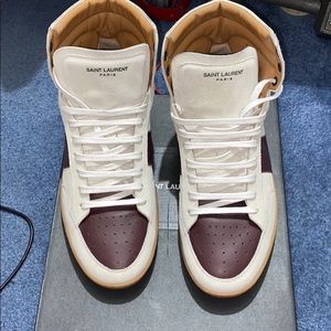 Saint Laurent white Bordeauz Gum Sole high top